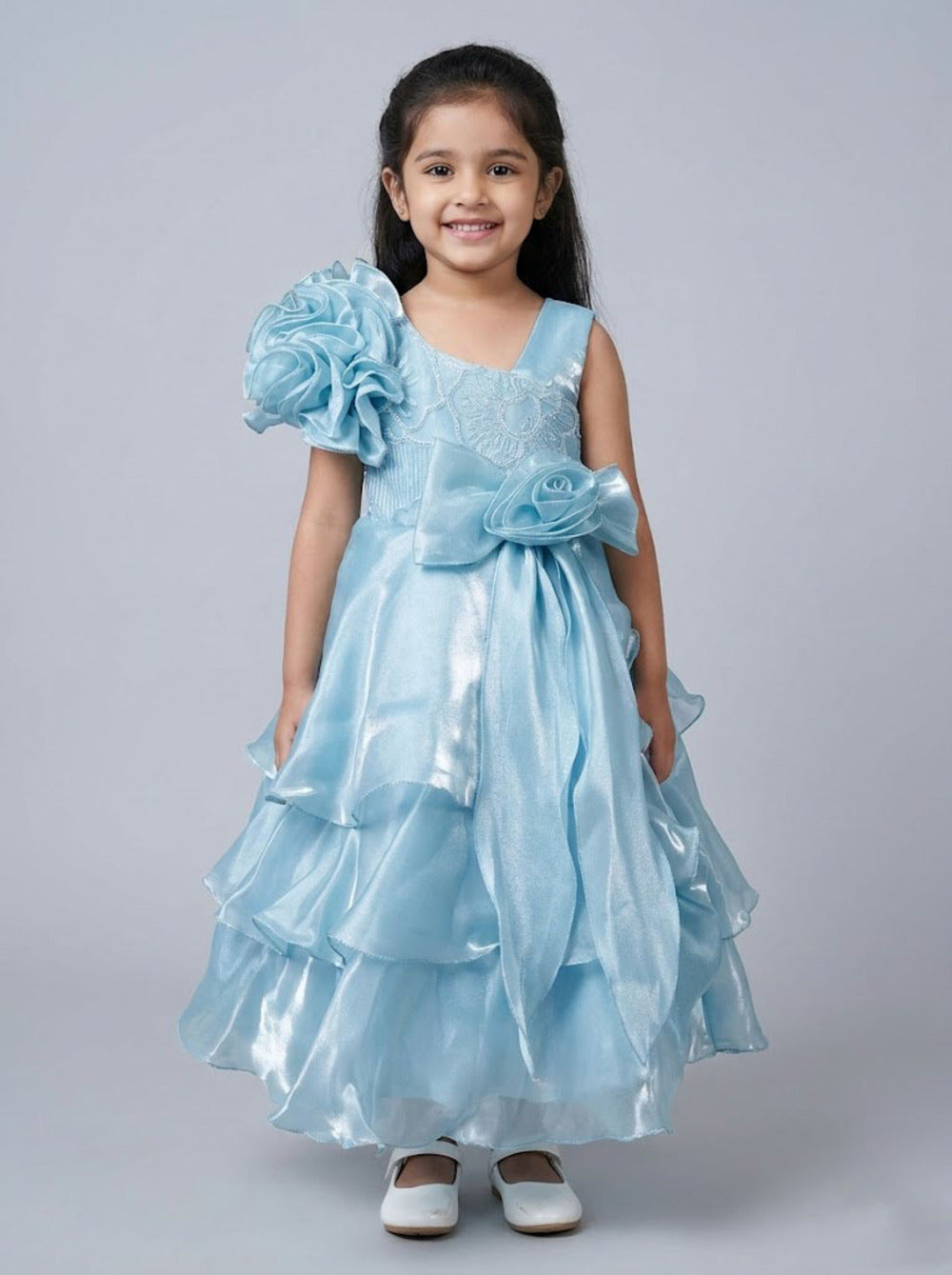 Katibi Kids Blue Layered Party Wear gown.