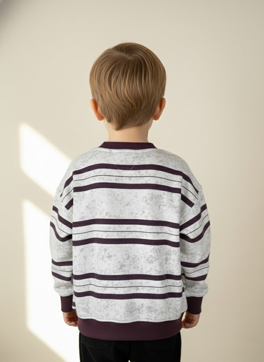 Vats Lil Luxe Kids Sweatshirt with Contrast Rib and Front Graphic