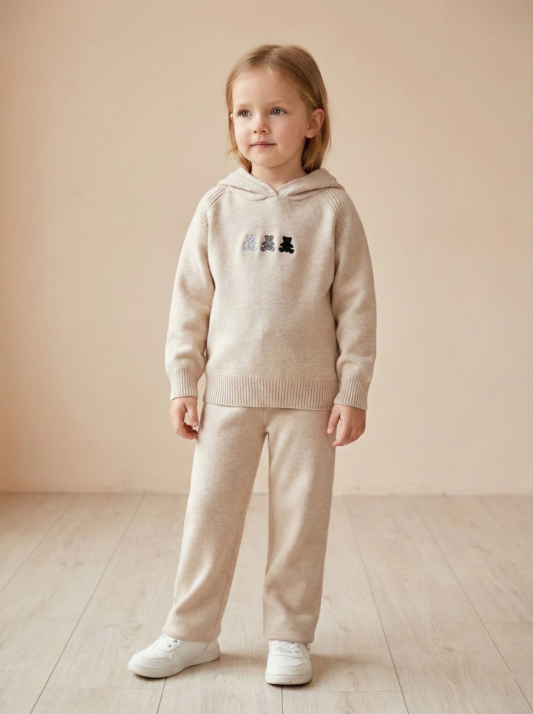 Vats Lil Luxe Solid Hooded Girls Co-ord Set