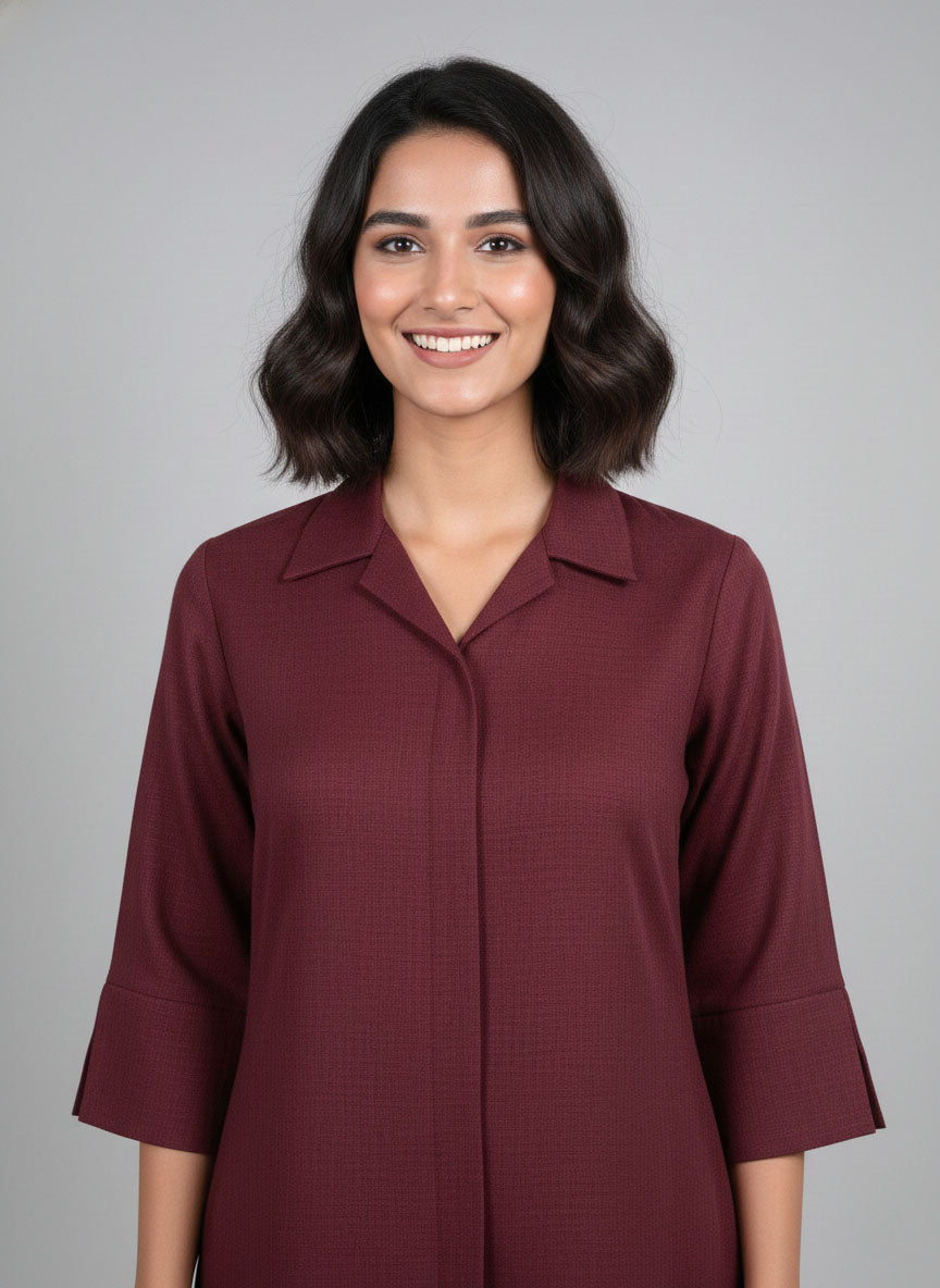 Soul Armor Ladies Solid Straight with Three Quarter Sleeves and Matching Bottom Kurti Set