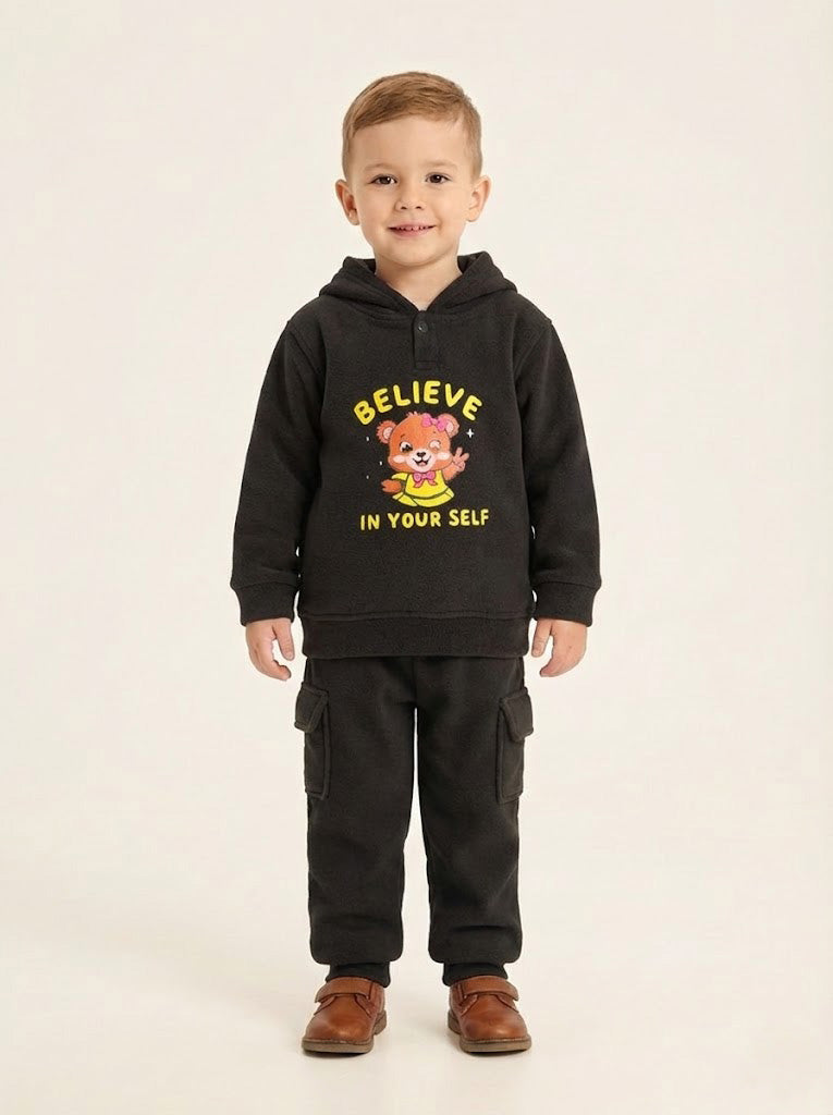 Vats Lil Luxe Boys Printed Hooded Track Suit Set