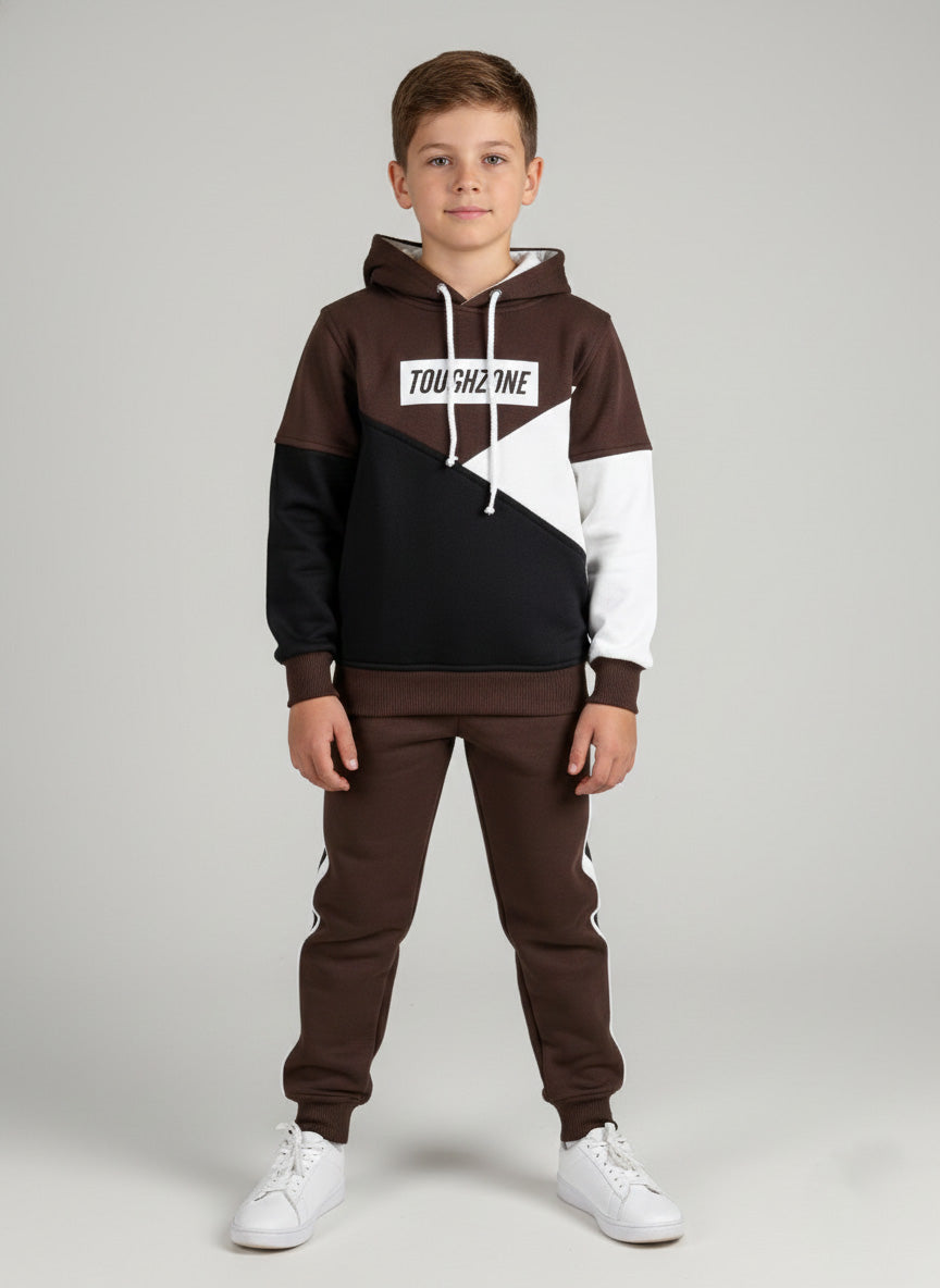 Vats Lil Luxe Printed Boys Track Suit with Hooded Sweatshirt Top & Matching Bottom