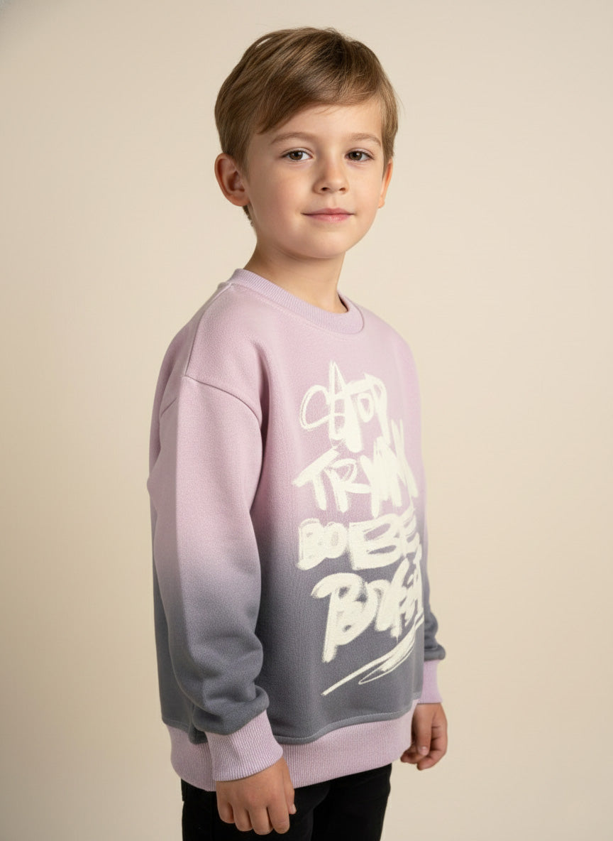 Vats Lil Luxe Full Sleeve Kids Sweatshirt with Front Typography Design