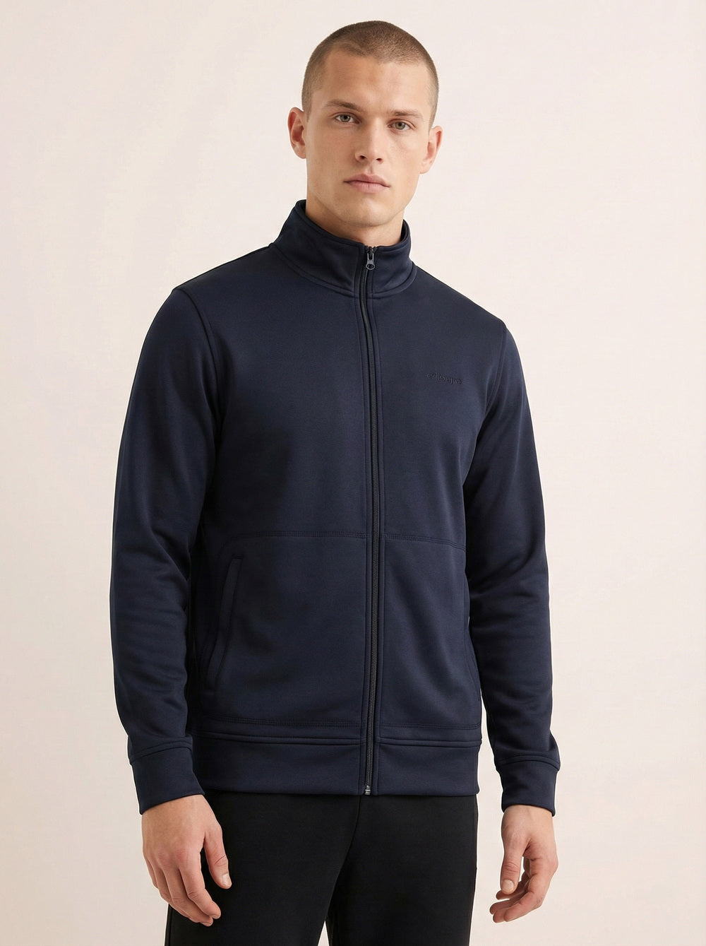 On-Vers Solid Full Zip High Neck Mens Sweatshirt