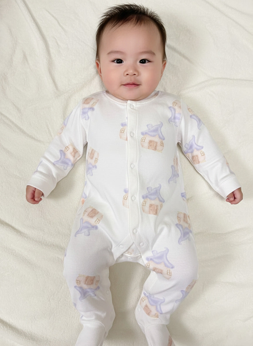 Vats Lil Luxe Unisex Baby All-Over Print Snap Button Romper