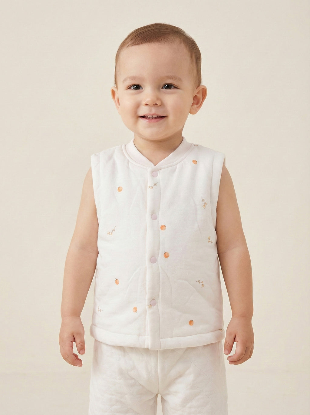 Vats Lil Luxe Printed Sleeveless Baby T-Shirt with Front Button