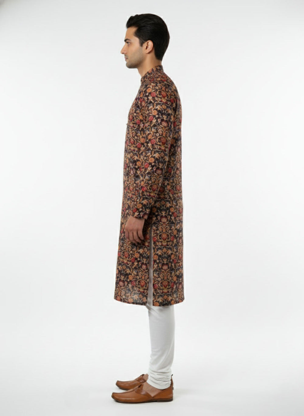 Soul Armor Mens Heritage Floral Motif Layout Straight Fit Kurta Set