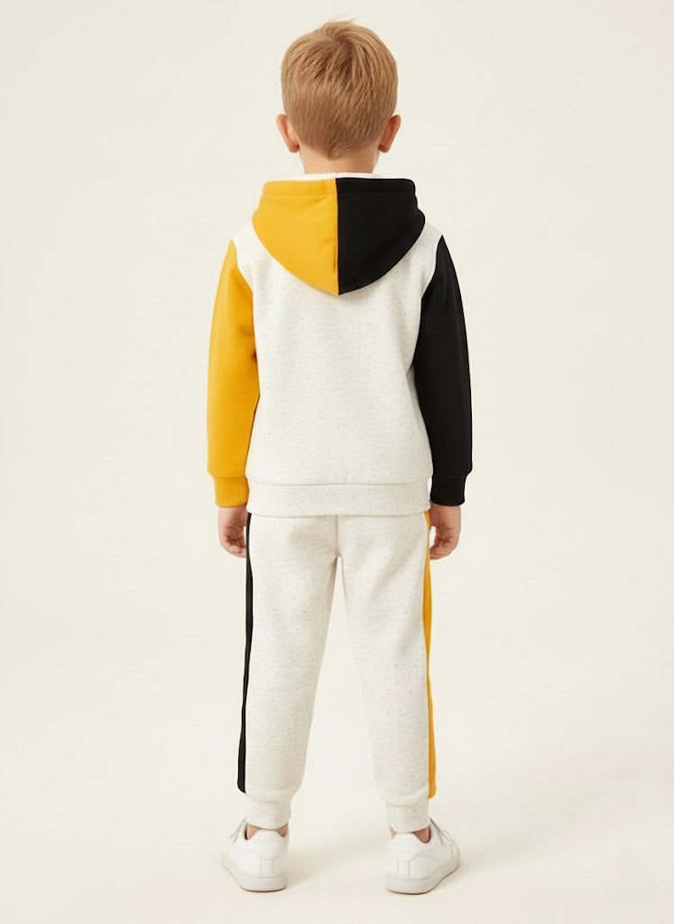 Vats Lil Luxe Boys Color Block Hooded Sweatshirt & Jogger Co-ord Set