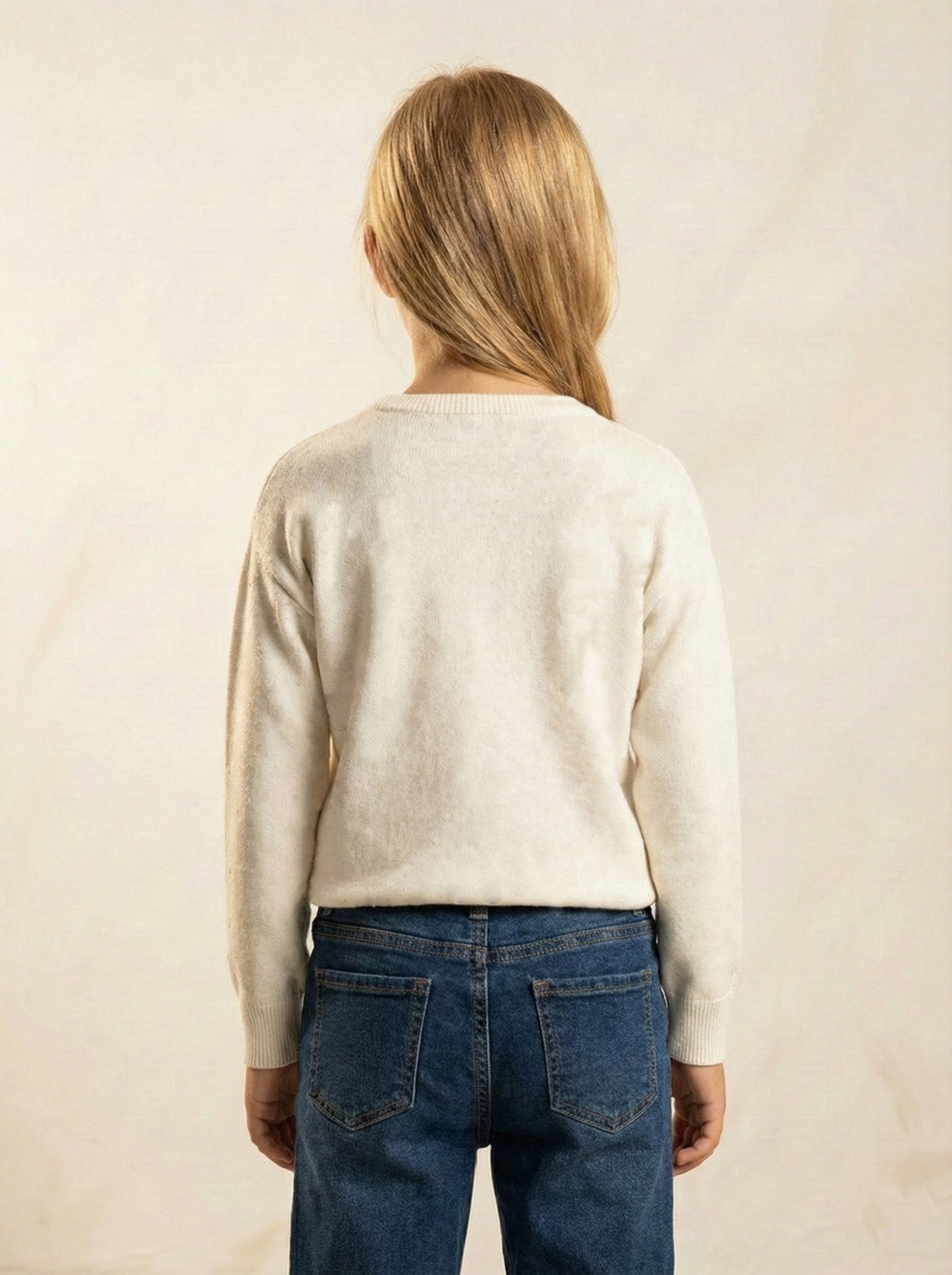 Vats Lil Luxe Solid Full Sleeve Dotted Girls Top