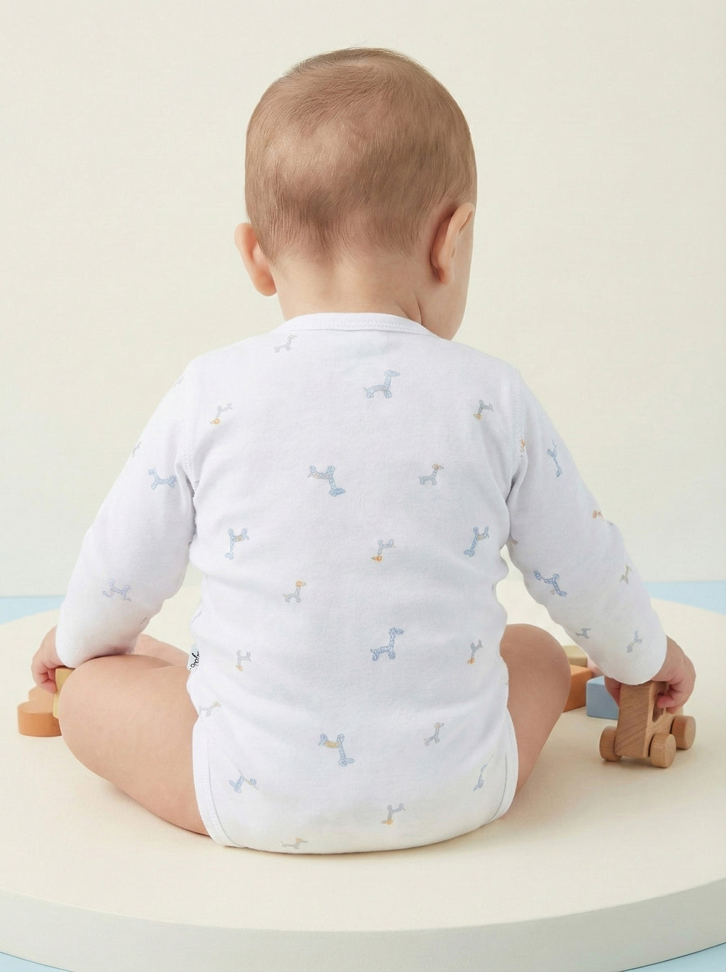 Vats Lil Luxe Baby Half Romper with Full Sleeves and Side Button Closure