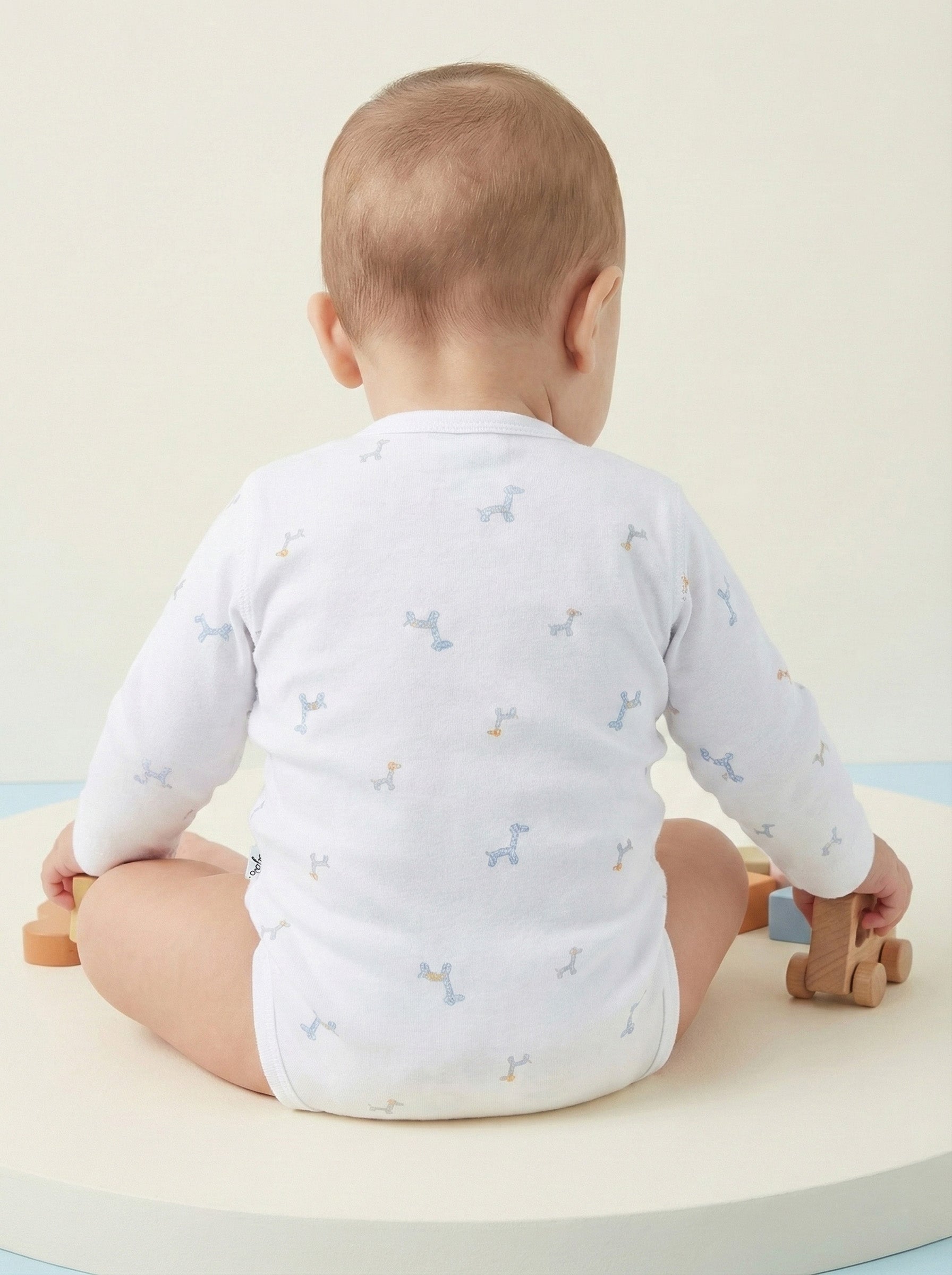 Vats Lil Luxe Baby Half Romper with Full Sleeves and Side Button Closure