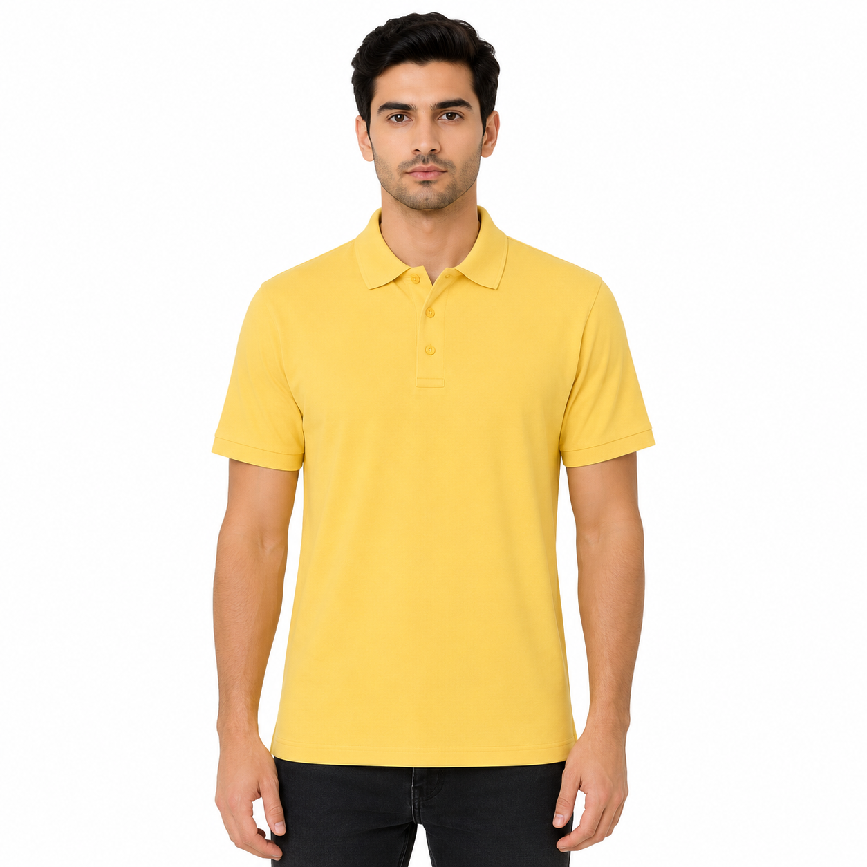 SOUL ARMOR Men's Yellow Solid Polo T-Shirt | Premium 95% Cotton Spandex Stretch Polo | Half Sleeve Casual Smart Wear | Regular Fit