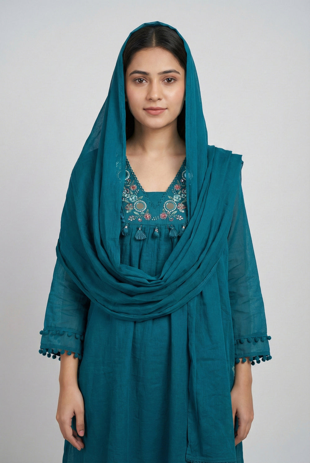 Soul Armor Elegant Embroidered Yoke Kurta Pant & Dupatta Set