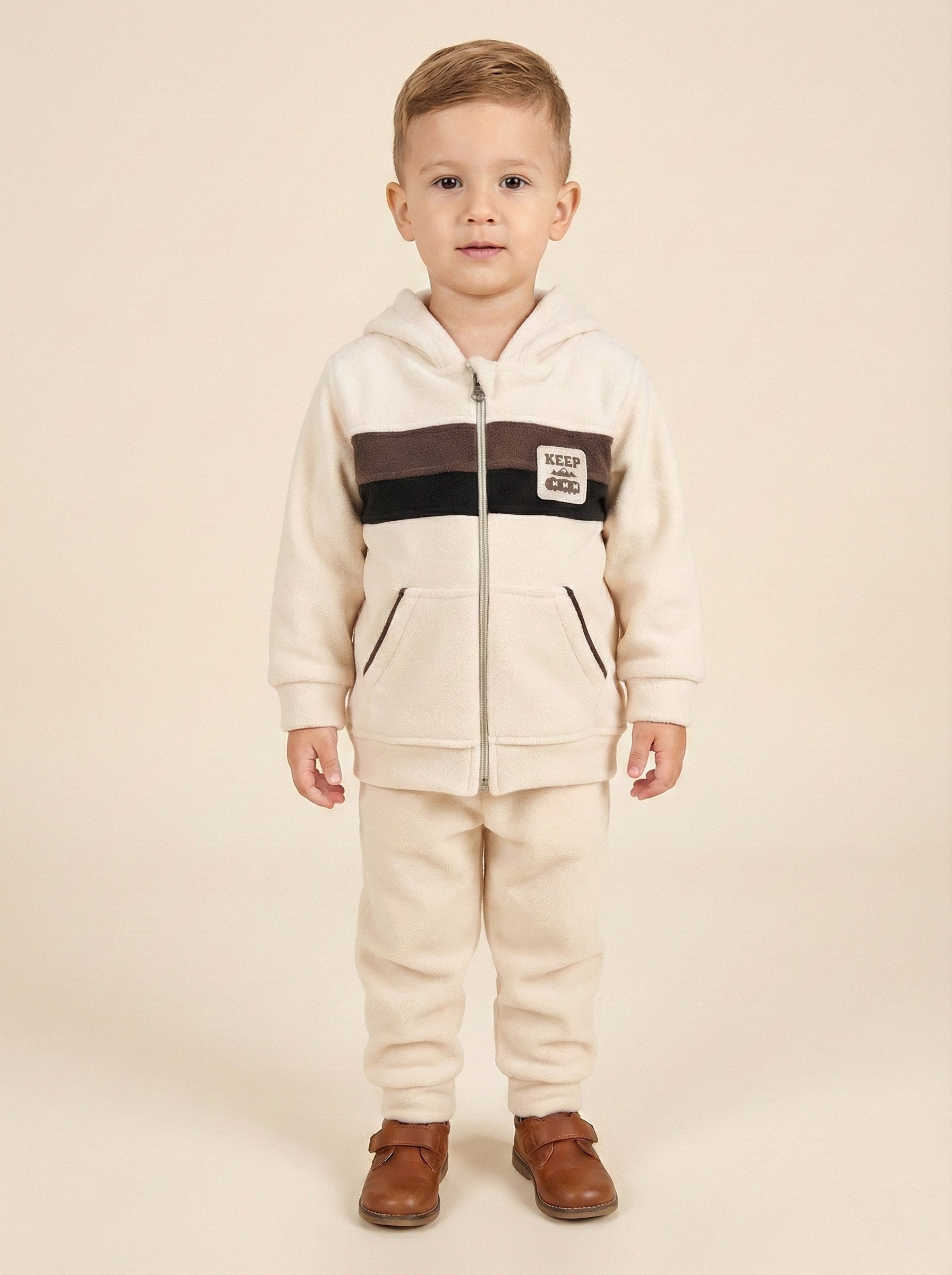 Vats Lil Luxe Boys Hooded Zip-Up Jacket with Track Pant Co-Ord Set