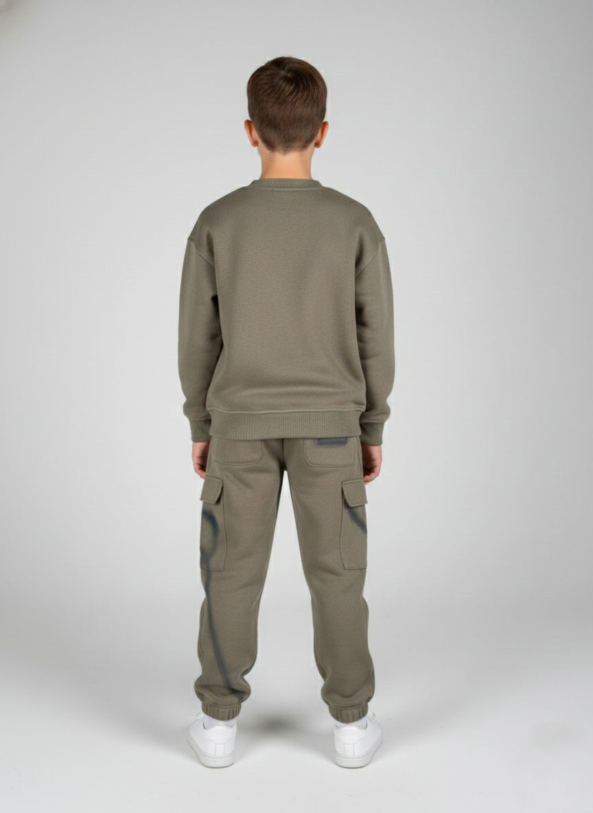 Vats Lil Luxe Full Sleeve Kids Cord Set with Front Text Design and Matching Pants