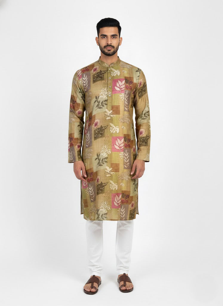 Soul Armor Mens Artistic Panel Print Kurta Set