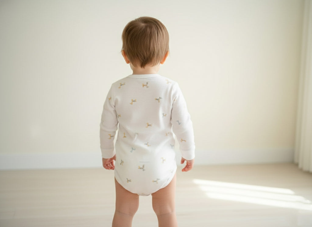 Vats Lil Luxe Baby Half Romper with Full Sleeves and Side Button Closure