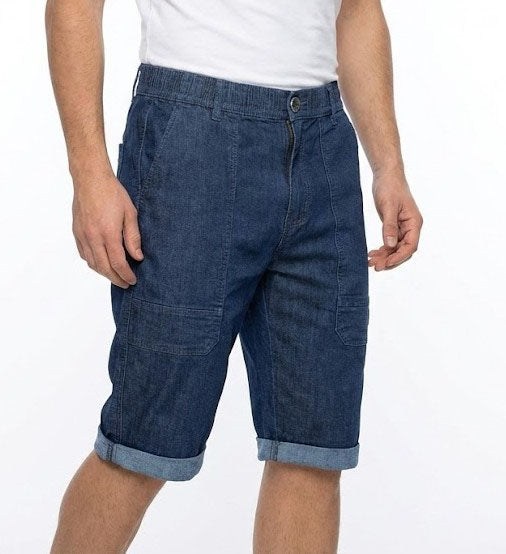 Beevee Mens Textured Cotton Rolled Hem Casual Shorts