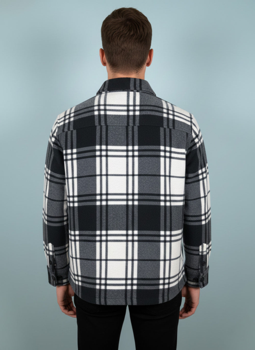 On-Vers Checkered Button-Down Mens Overshirt with Front Pockets