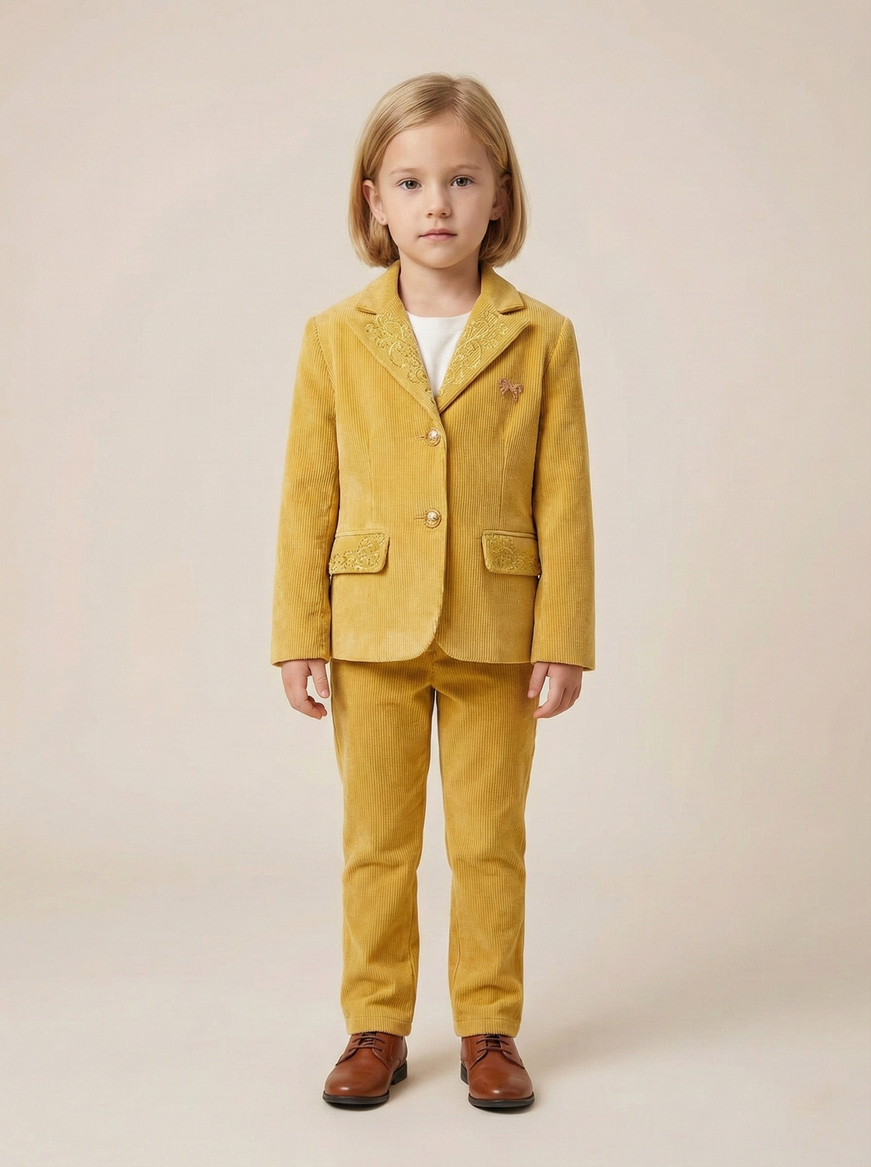 Vats Lil Luxe  Solid Blazer with Matching Trouser Kids Formal Set