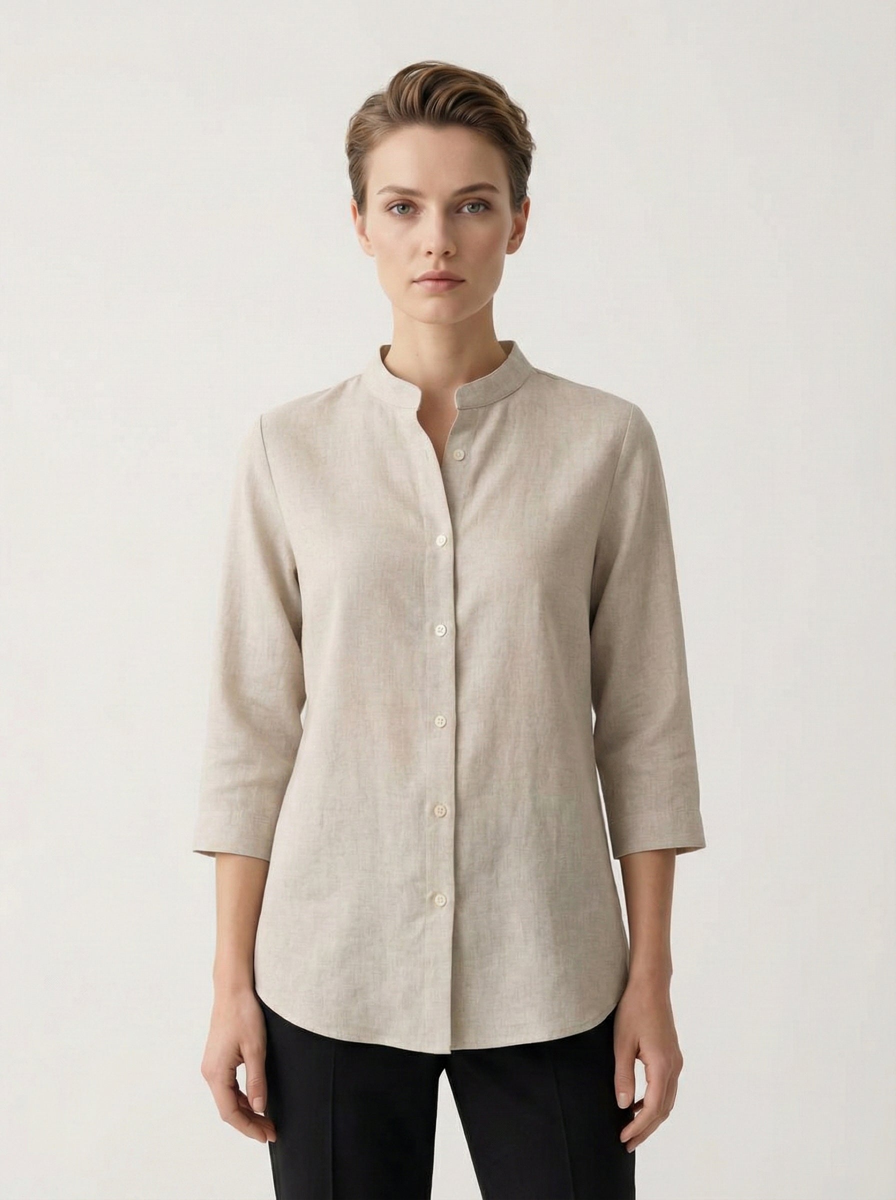 Soul Armor Ladies Solid Shirt with Classic Button Placket and Full Sleeves