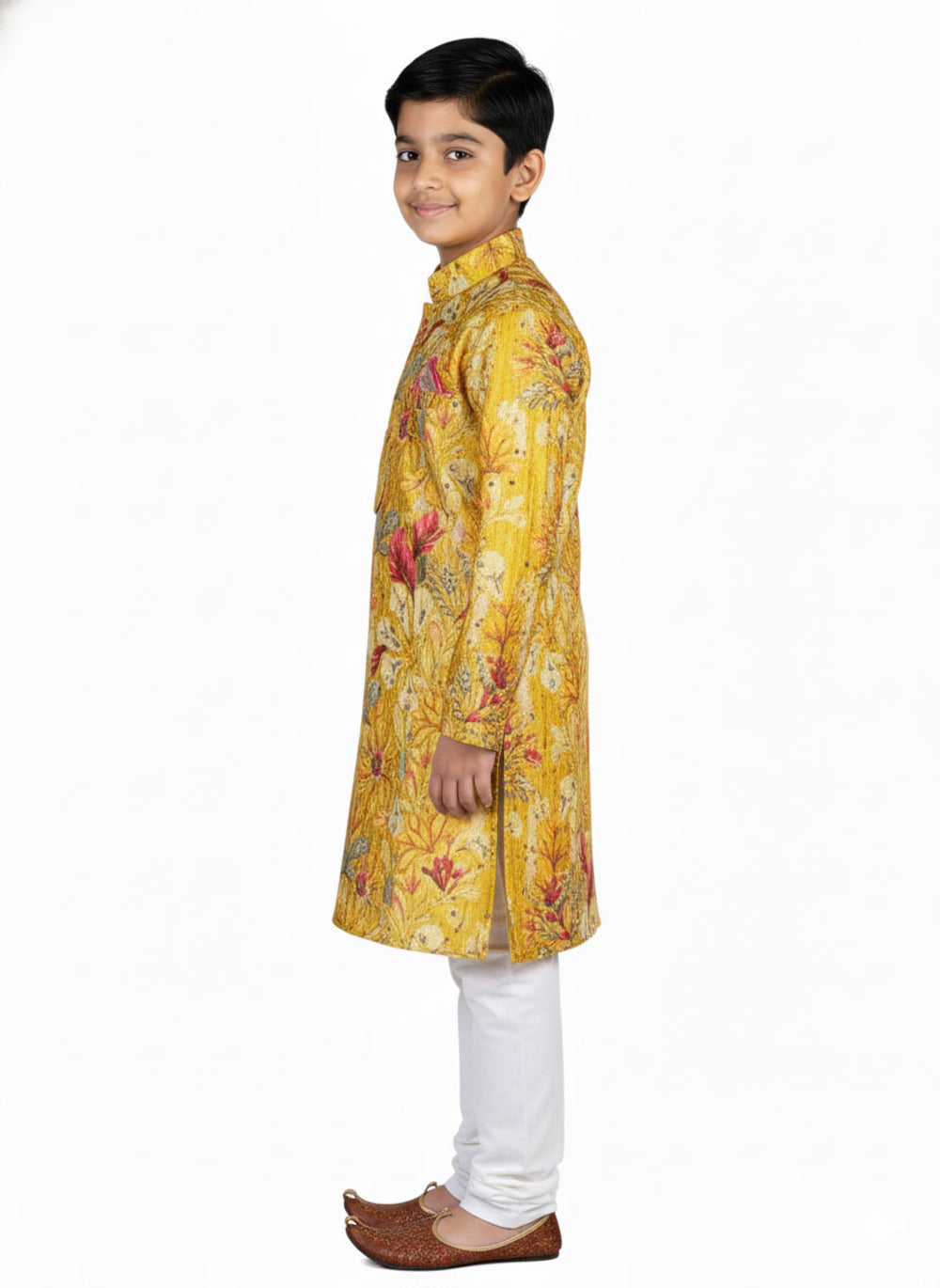 Elevate Premium Yellow Garden Print Kurta Set