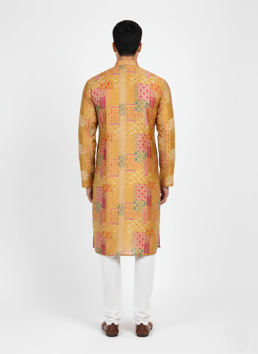 Soul Armor Mens Vibrant Folk Art Kurta Set