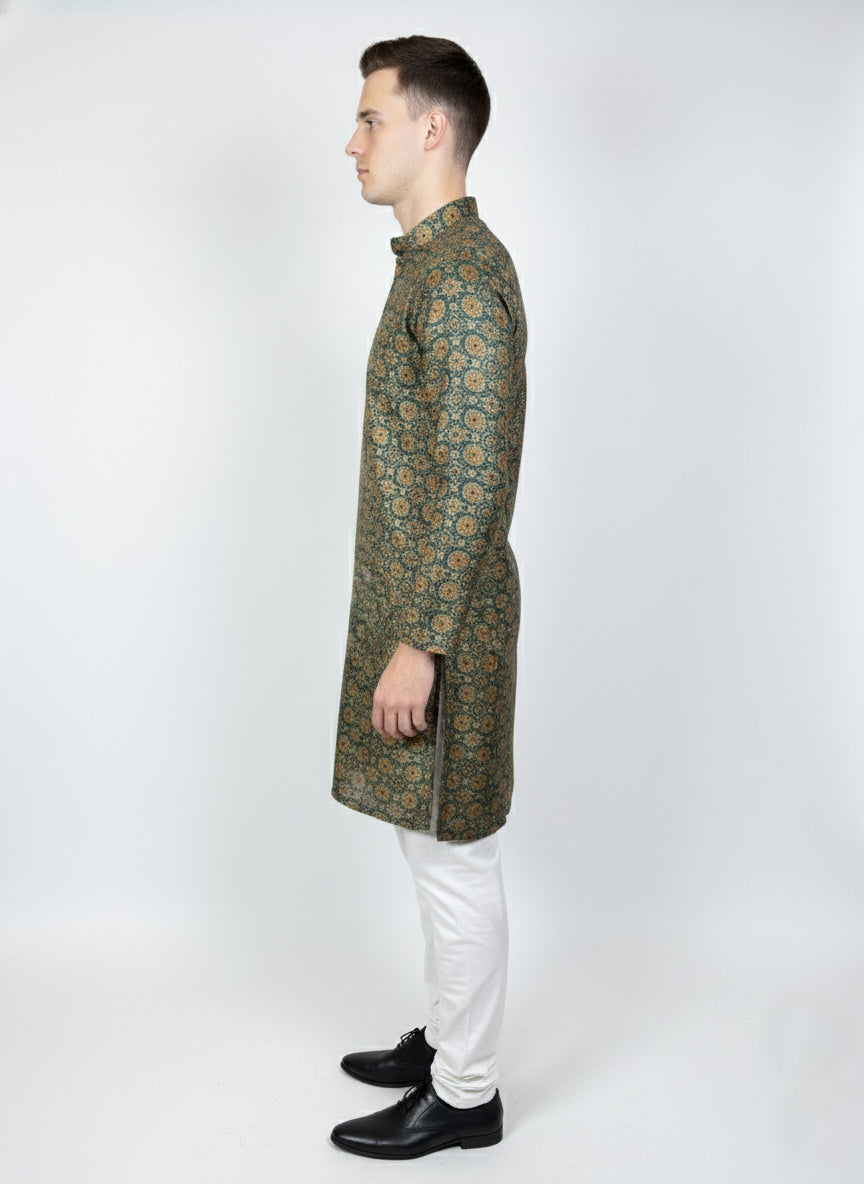 Soul Armor Self-Printed Mandarin Collar Mens Kurta Pajama Set