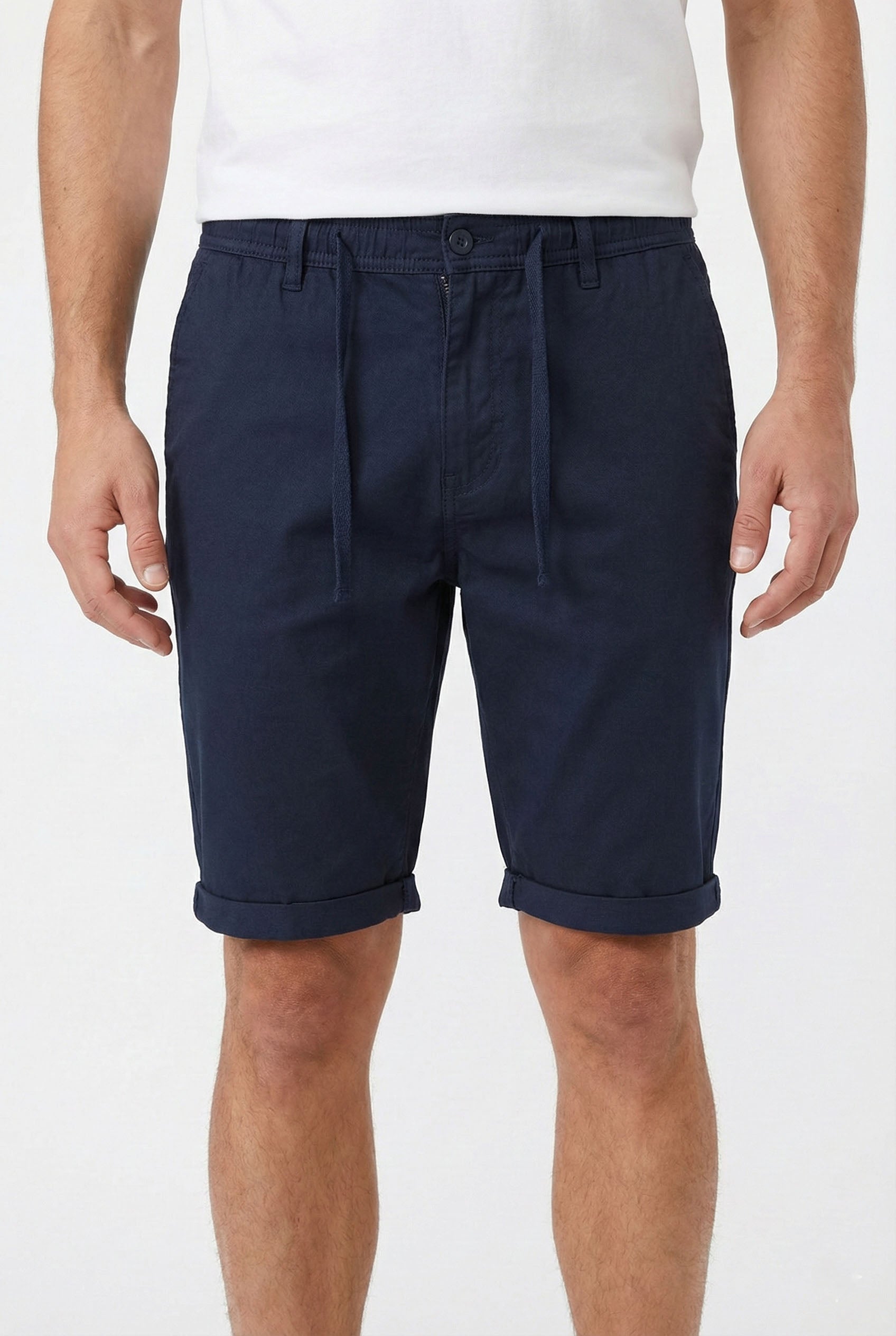 Beevee Mens Solid Cotton Drawstring Relaxed Casual Summer Shorts