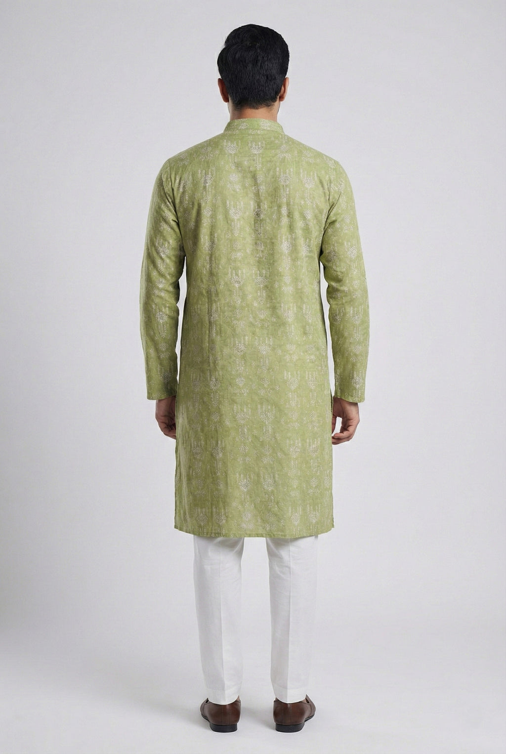 Soul Armor Mens Green All-Over Print Kurta Set