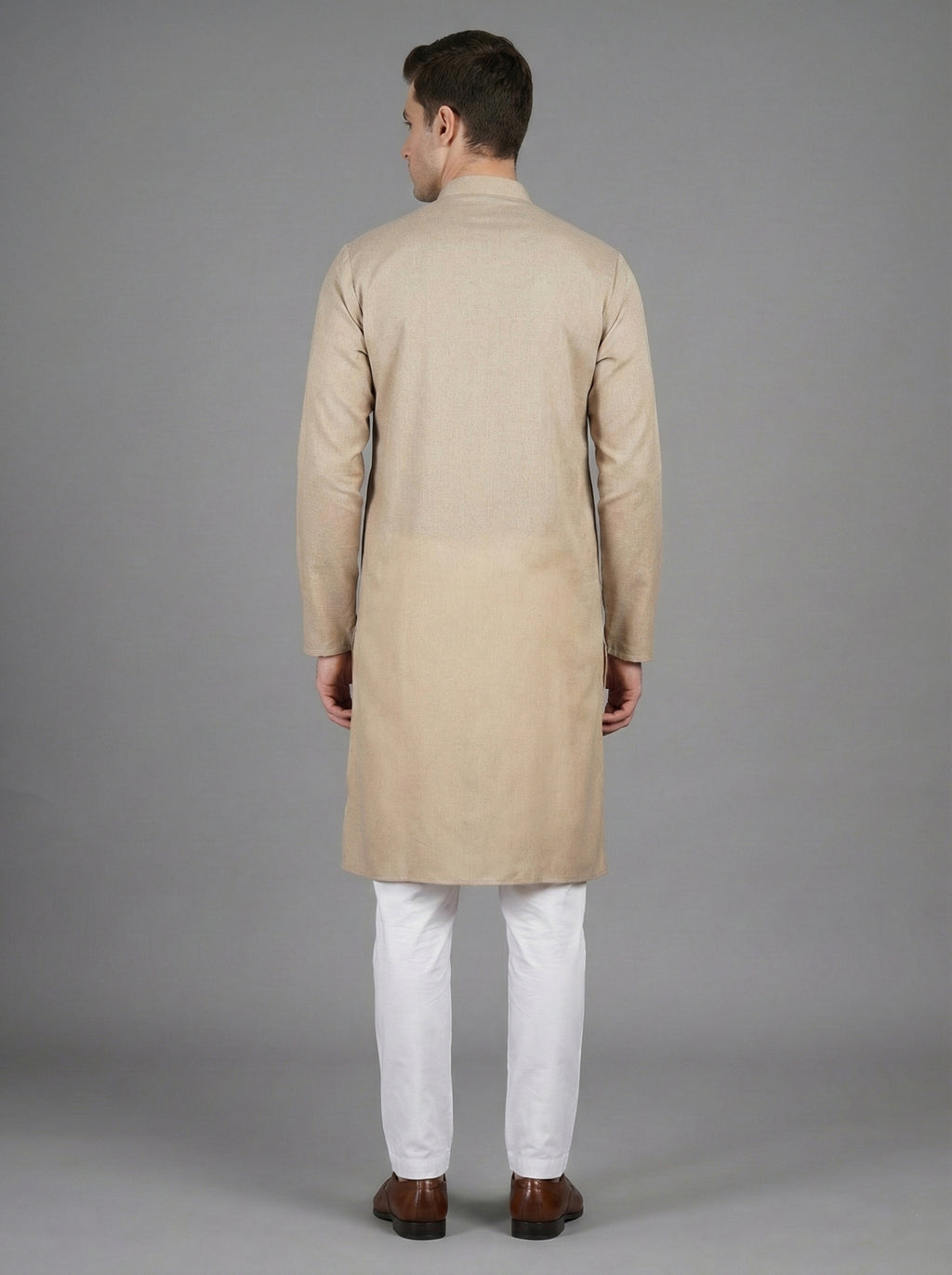 Soul Armor Solid Self-Textured Mandarin Collar Mens Kurta Set
