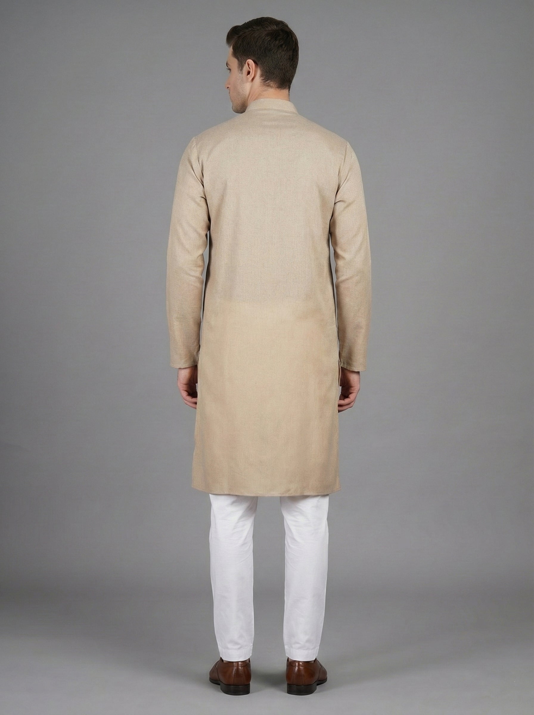 Soul Armor Solid Self-Textured Mandarin Collar Mens Kurta Set
