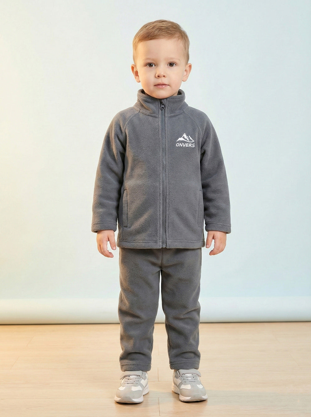 On-Vers Solid Full Zip Fleece Boys Tracksuit