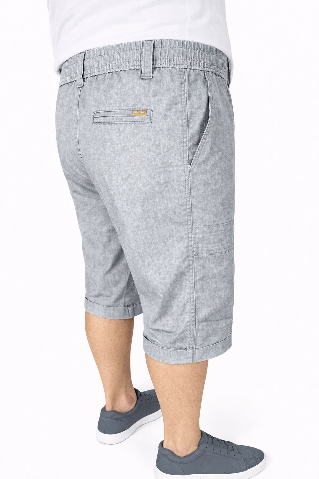 Beevee Mens Textured Cotton Rolled Hem Casual Shorts