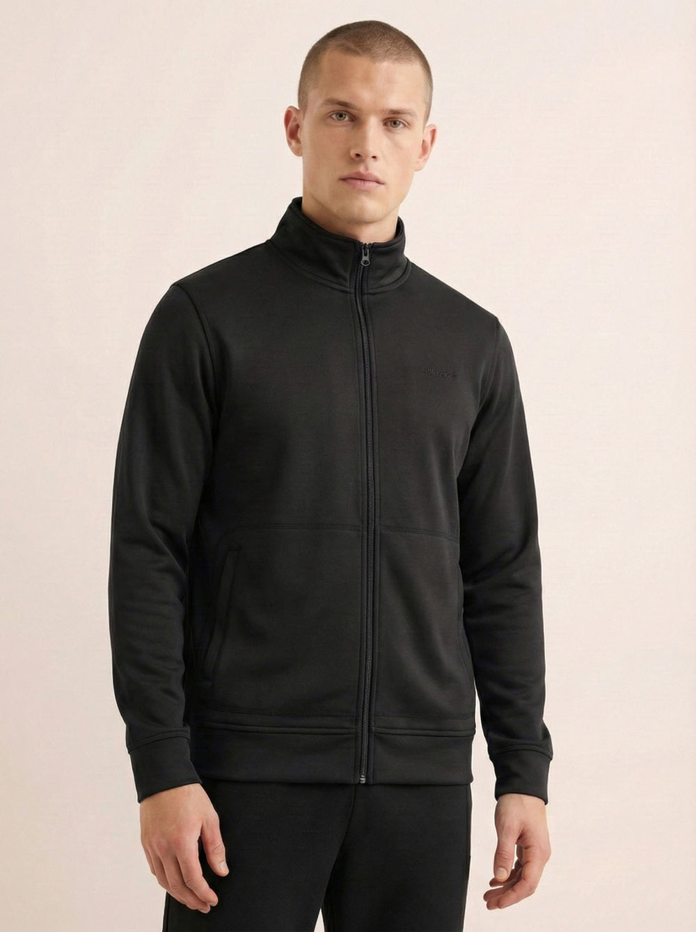 On-Vers Solid Full Zip High Neck Mens Sweatshirt