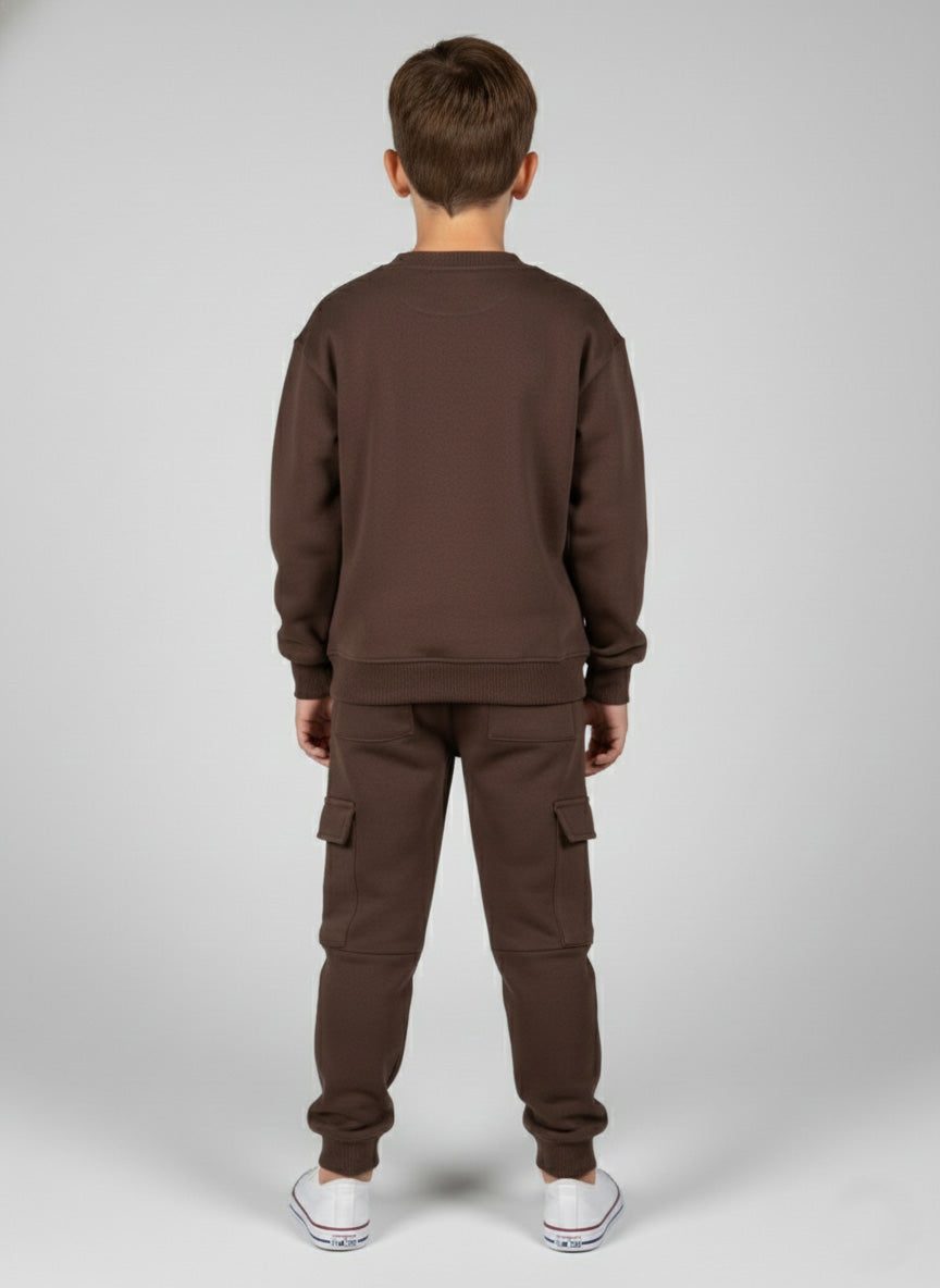 Vats Lil Luxe Full Sleeve Kids Cord Set with Front Graphic Text Design