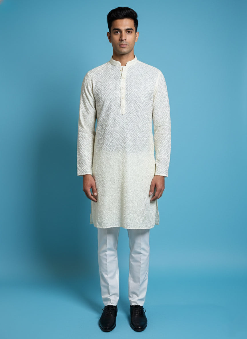 Soul Armor Mens Classic Textured Weave Kurta Set