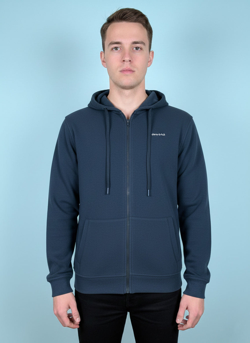 On-Vers Solid Hooded Full Zipper in Fleece Mens Sweatshirt.