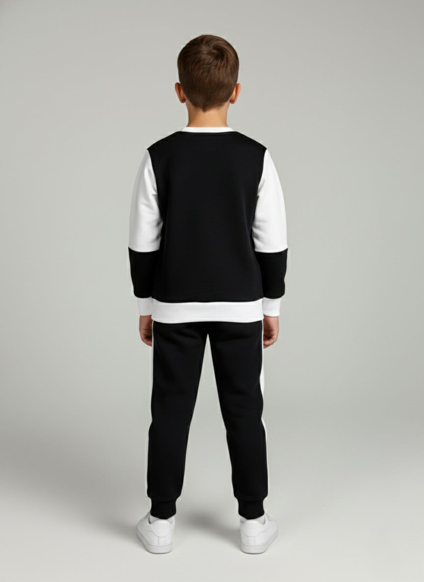 Vats Lil Luxe Printed Full Sleeve Kids Cord Set with Contrast Sweatshirt Top & Matching Bottom