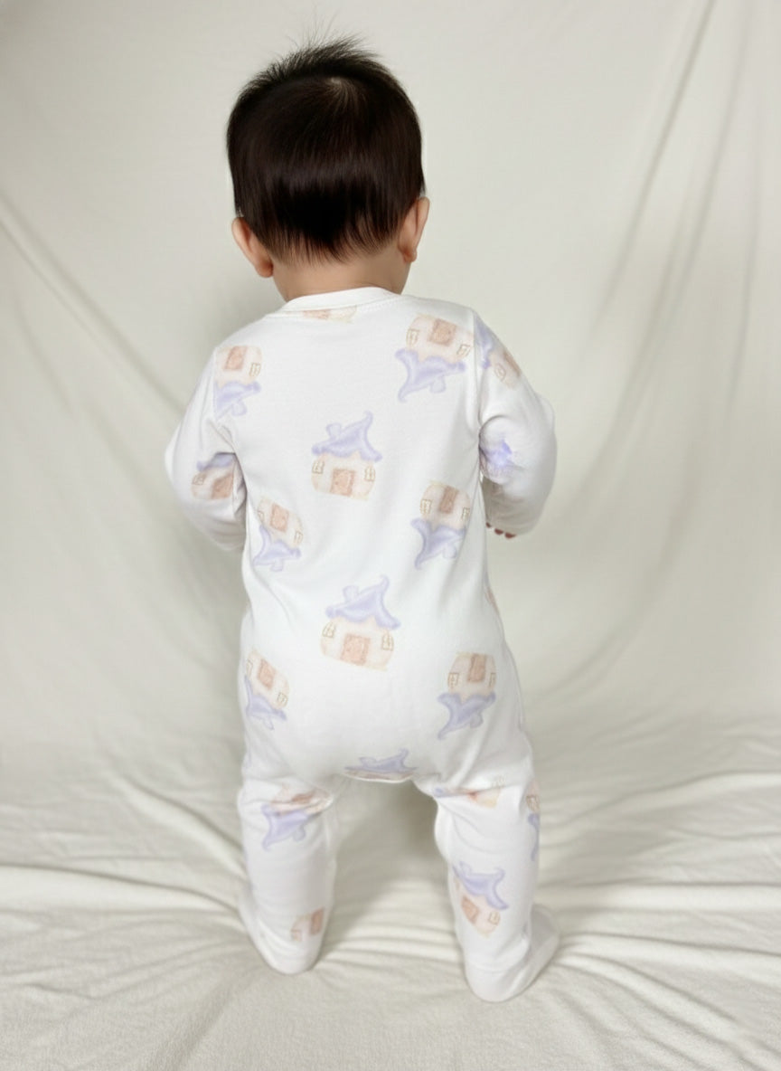 Vats Lil Luxe Unisex Baby All-Over Print Snap Button Romper