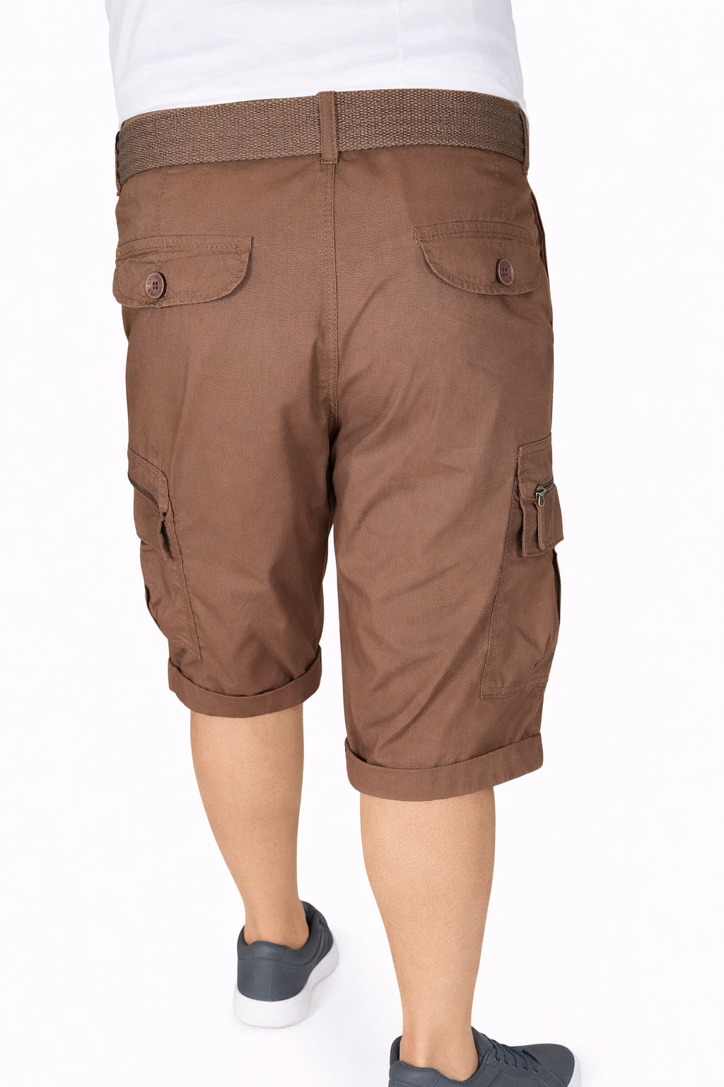 Beevee Mens Belted Cargo Style Cotton Casual Shorts