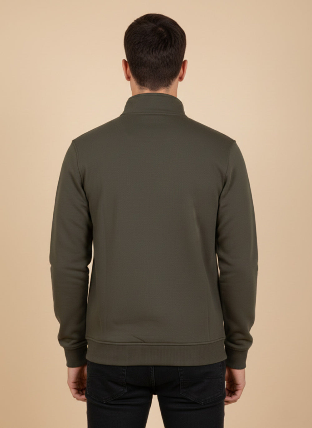On-Vers Solid Full Zip High Neck Sweatshirt.