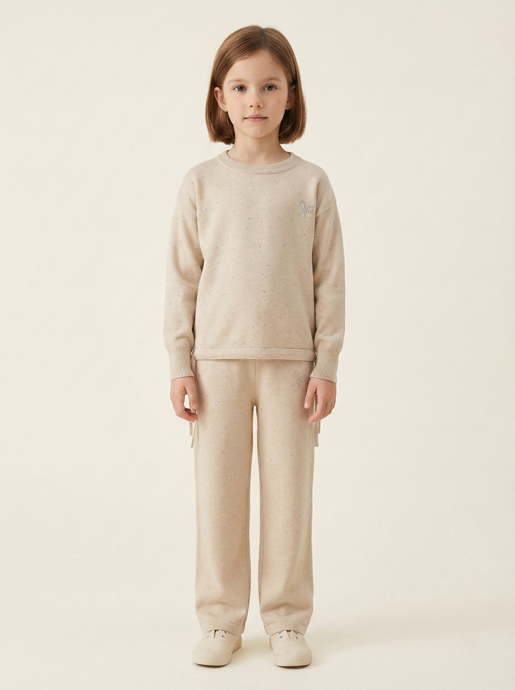 Vats Lil Luxe Solid Kids Sweatshirt & Trouser Co-ord Set