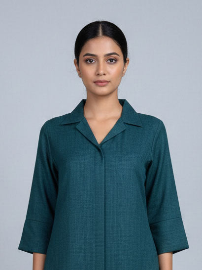 Soul Armor Ladies Solid Straight with Three Quarter Sleeves and Matching Bottom Kurti Set