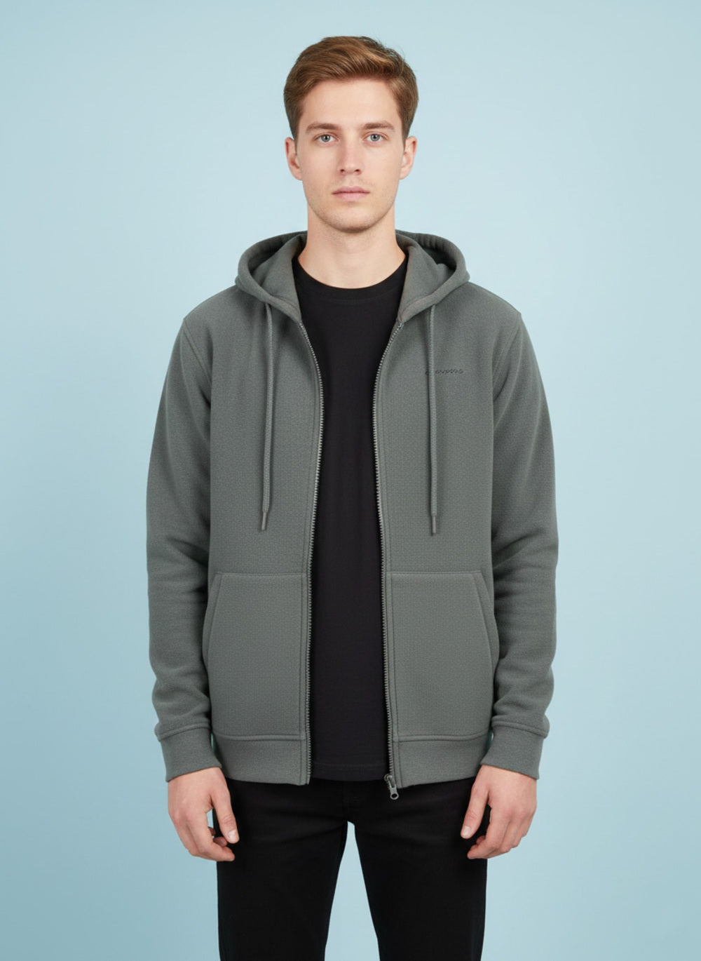 On-Vers Solid Hooded Full Zipper in Fleece Mens Sweatshirt.
