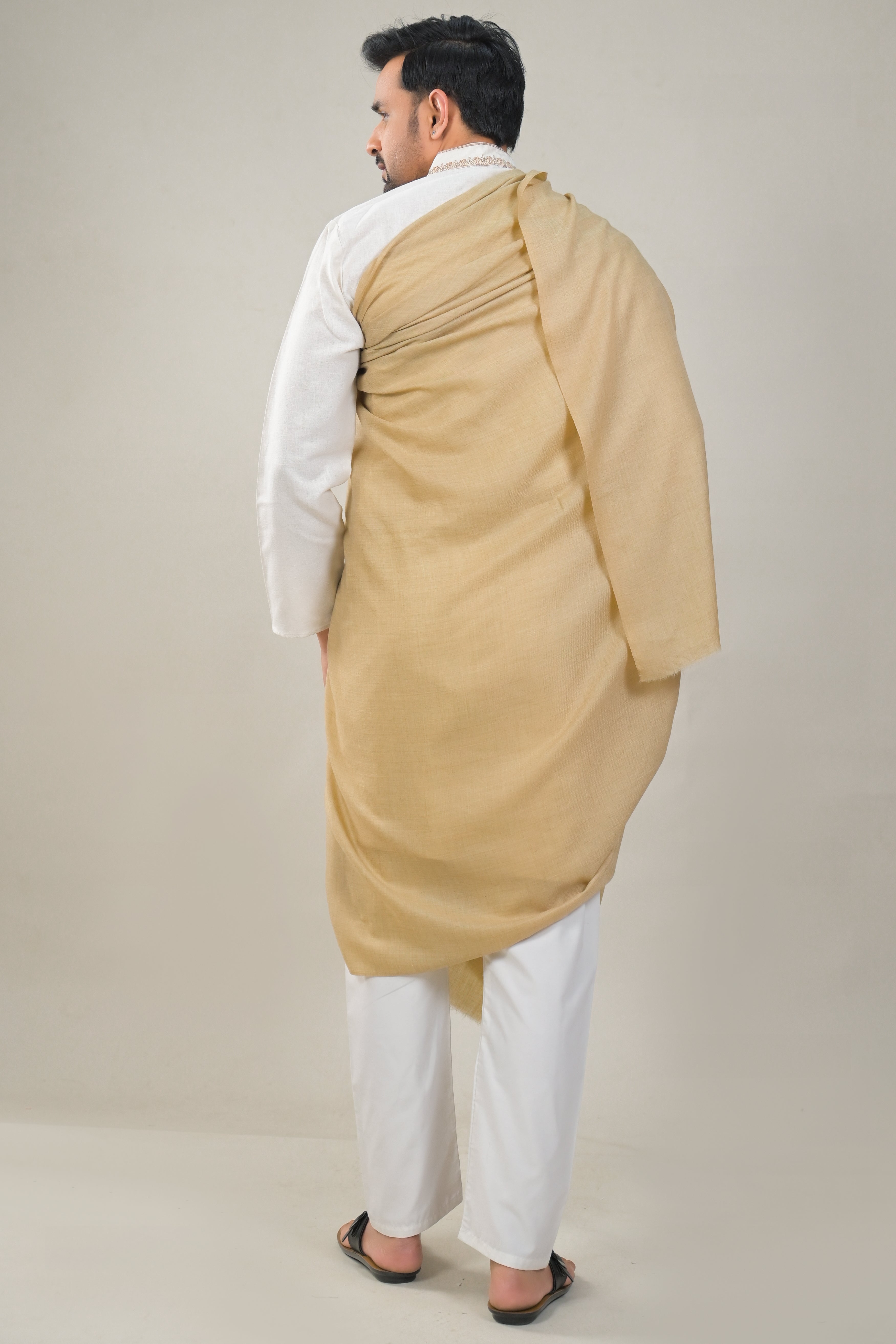 Elevate Natural Solid Winter Woolen Shawl