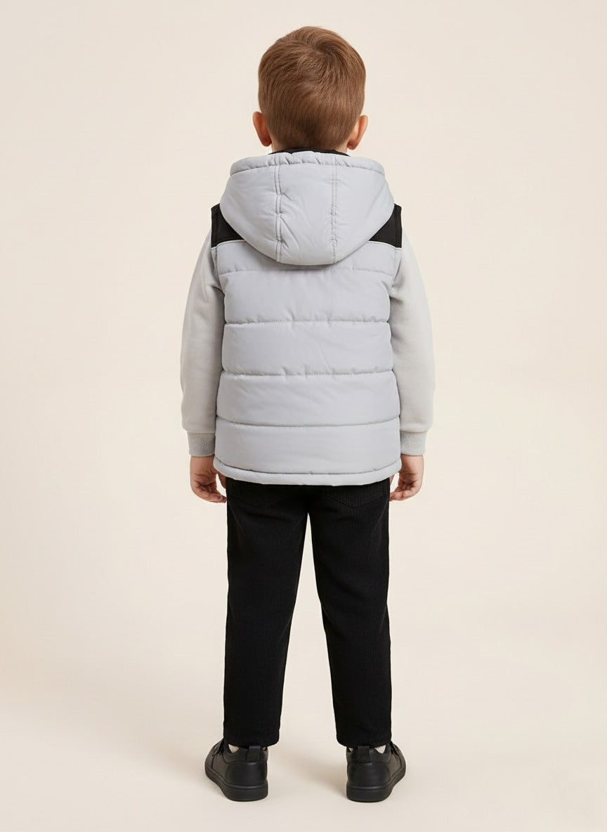 Vats Lil Luxe Boys Layered Jacket Co-ord Set with Graphic T-Shirt