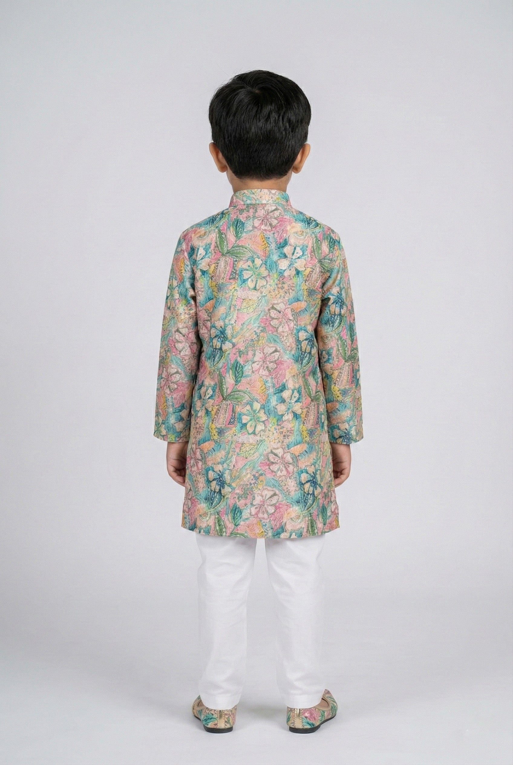 Elevate Pink Multicolor Floral Ethnic Design Straight Fit Full Sleeve Kurta Set