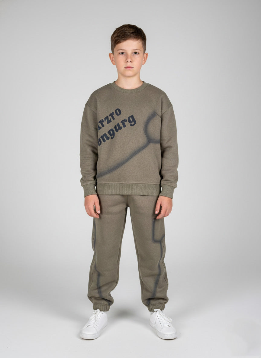 Vats Lil Luxe Full Sleeve Kids Cord Set with Front Text Design and Matching Pants