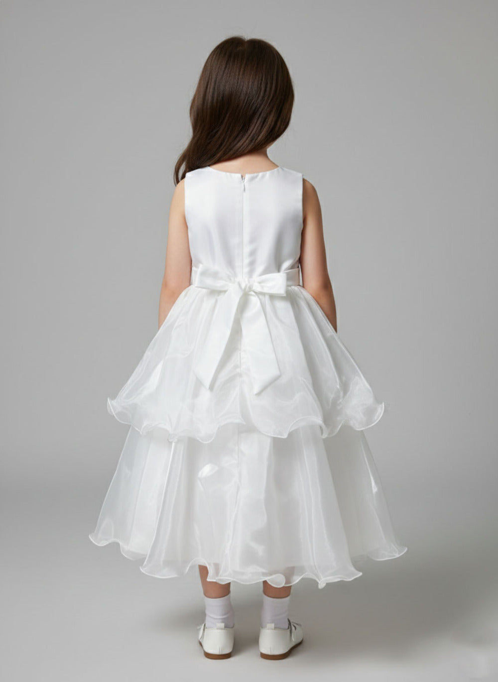 Katibi White Fairy Gown with Printed Overlay for little girls.
